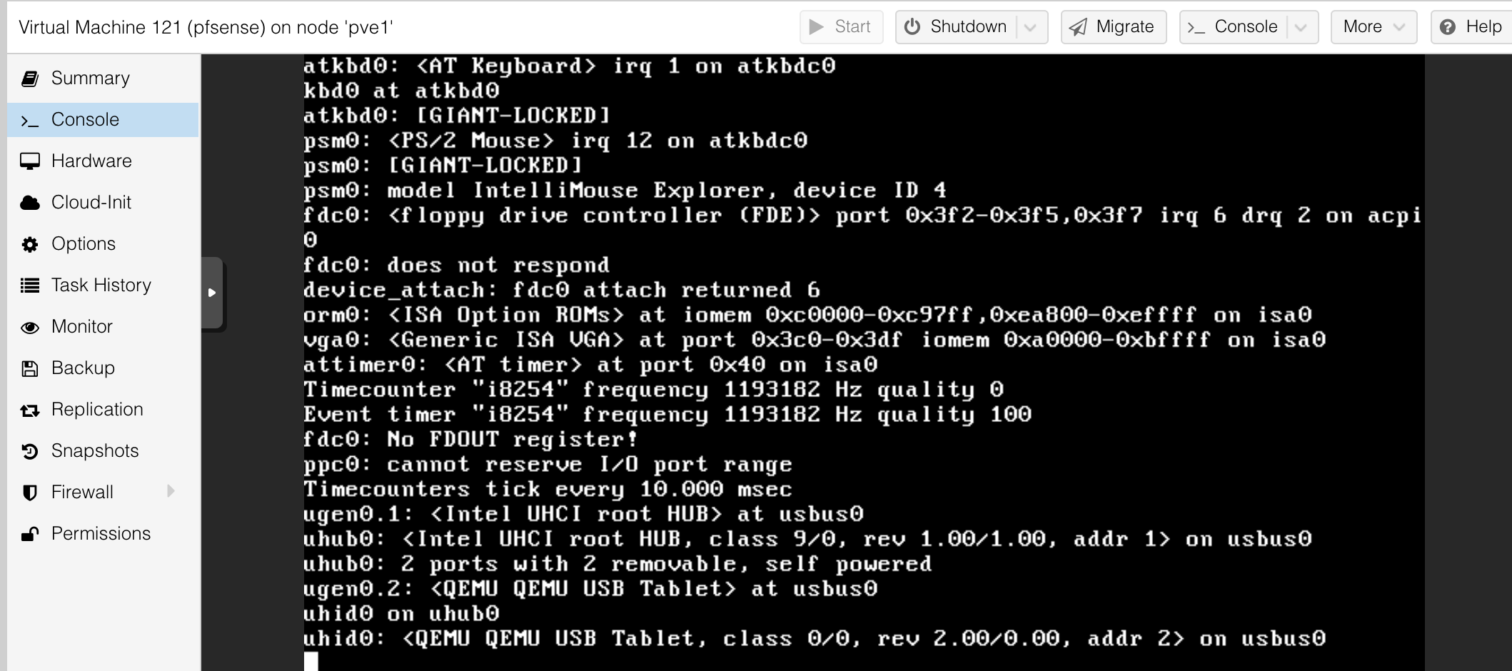 Booting up the VM for install