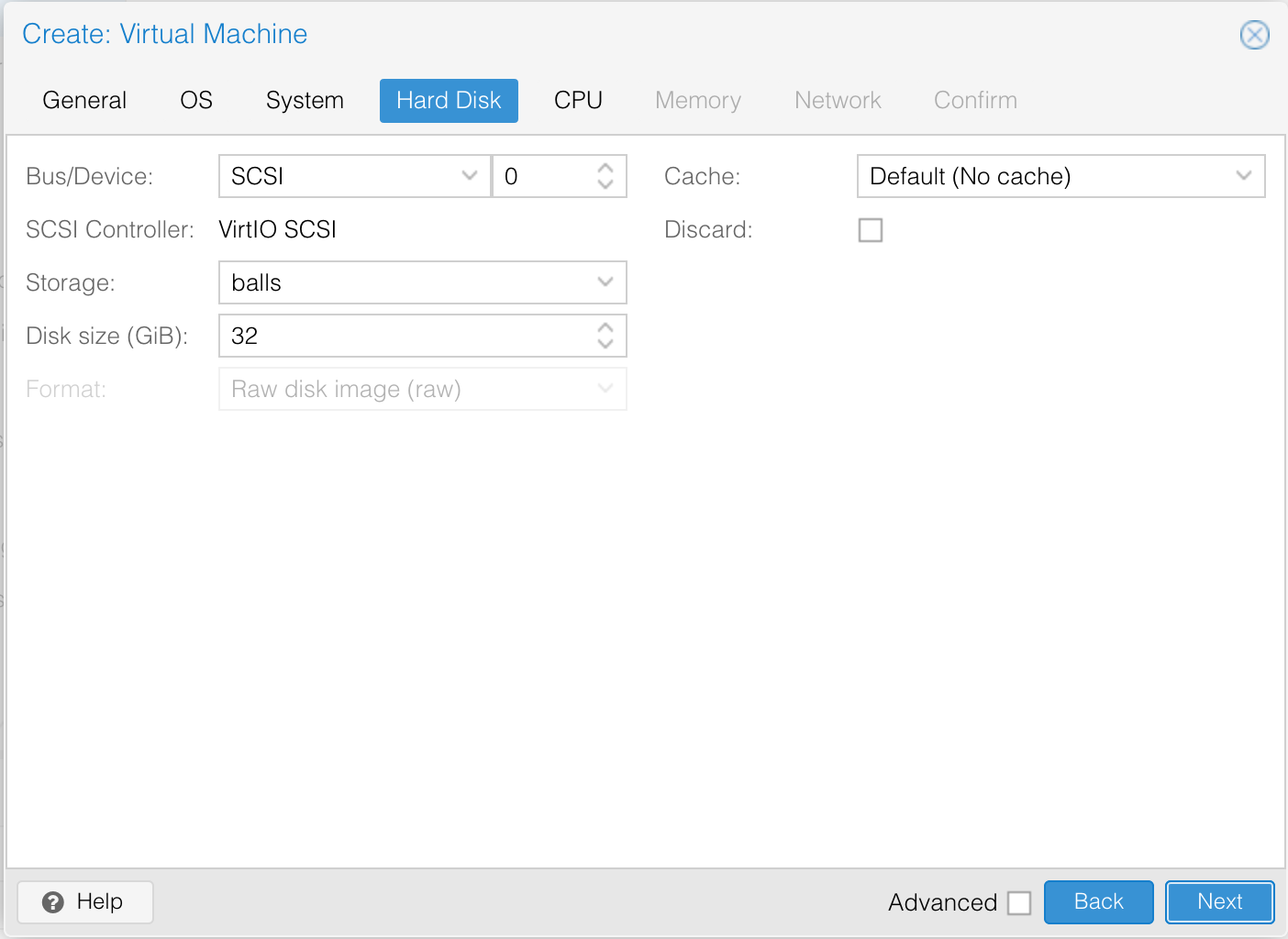 Create the virtual disk